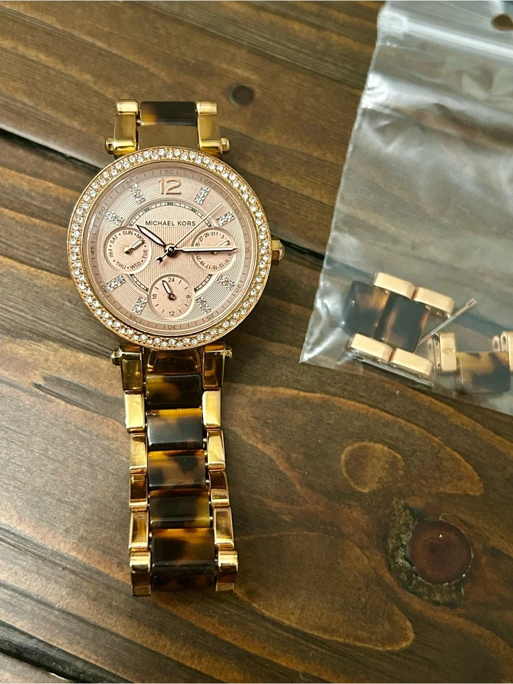 Michael Kors Rose Gold Tortoiseshell Link Watch